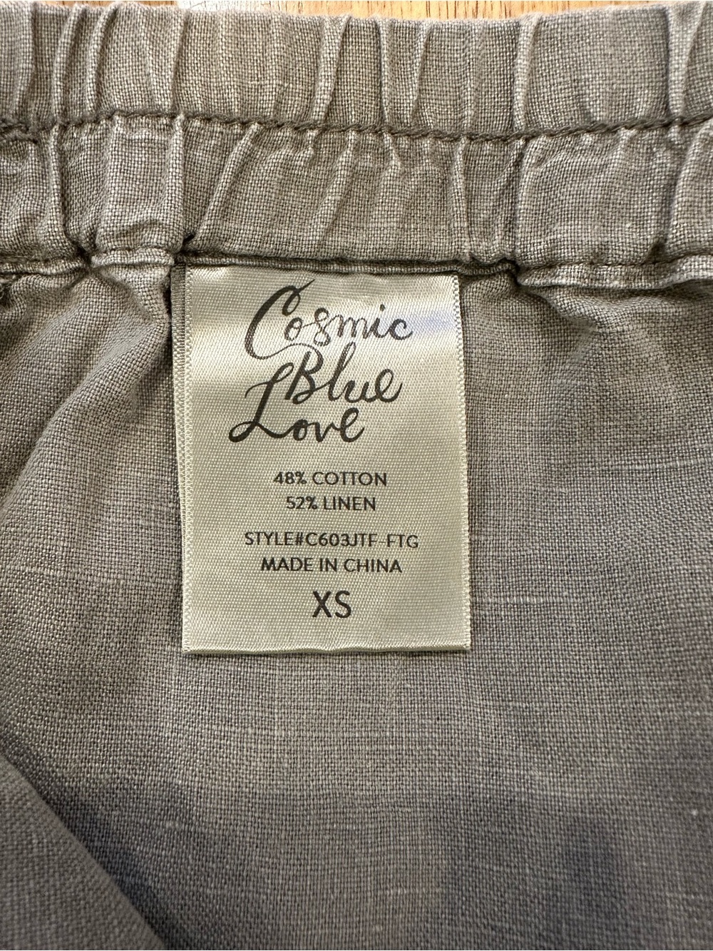 Cosmic Blue Love - Women’s Olive Drawstring Casual Shorts - Picture 4 of 5